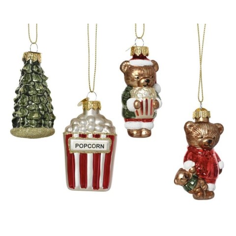 PENDENTI VETRO ORSO POP-CORN ALBERO H.7.5
